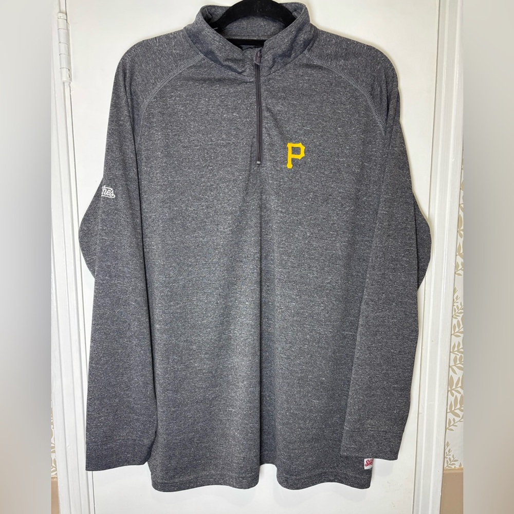 Stitches Gray Pullover 1/4 Zip with Pittsburgh Pirates Logo Size Large
